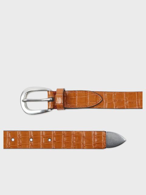 Paul Smith Orange Croc-Emboss Leather Belt