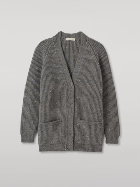 Johnstons of Elgin Norah Ribbed Grey Donegal Cashmere Cardigan