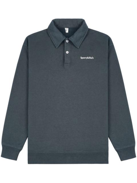 Sporty & Rich logo-embroideered polo top