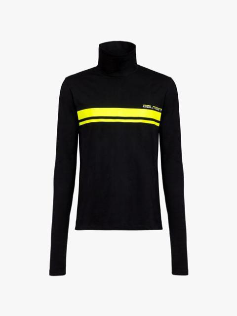 Balmain Capsule After ski - Black cotton turtleneck with neon yellow Balmain logo print
