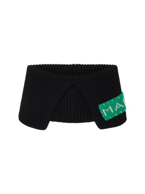 Marni Black Fisherman Rib Wool Pullover Scarf