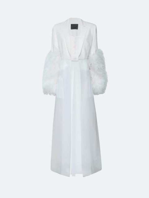 LAPOINTE Matte Crepe Combo Jacket With Feathers