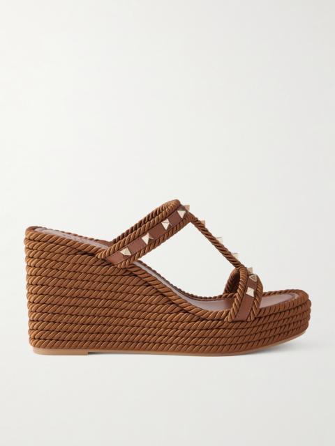 Valentino Rockstud Leather Wedge Mules