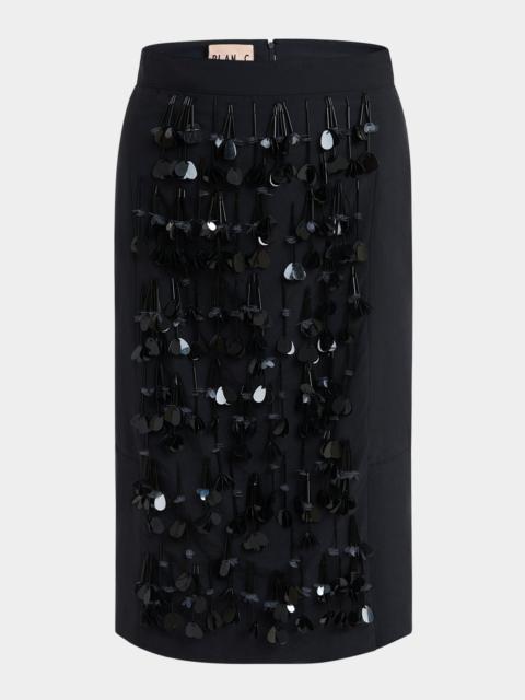 Plan C Sequined Straight Midi Skirt