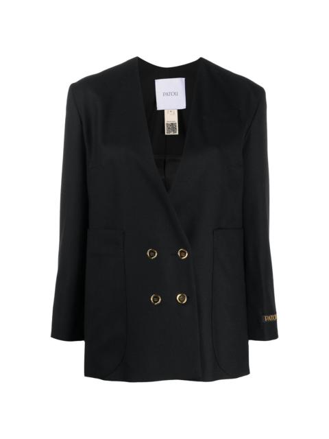PATOU collarless double-breasted blazer