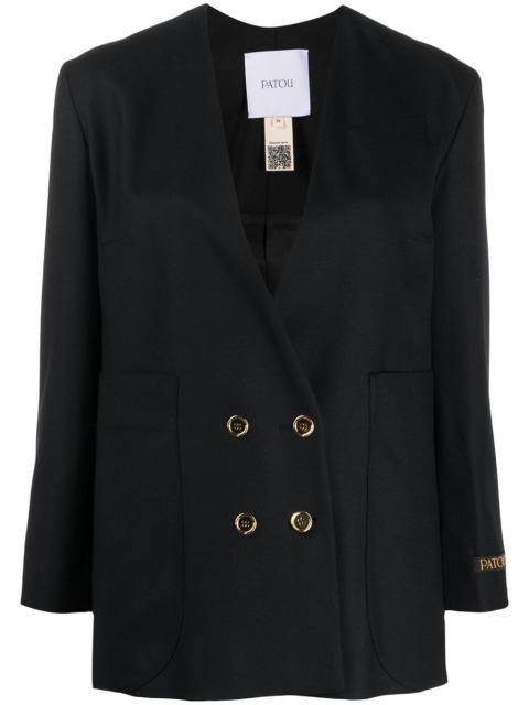 PATOU collarless double-breasted blazer