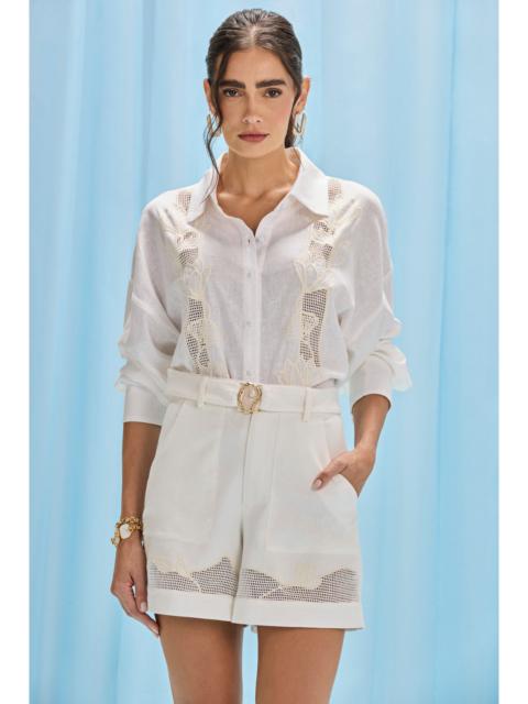 PatBO AQUAMIST LINEN EMBROIDERED SHIRT