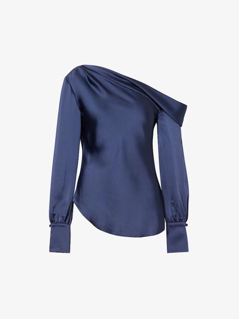 Alice asymmetric-neck satin top