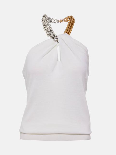 Stella McCartney Embellished halterneck wool top