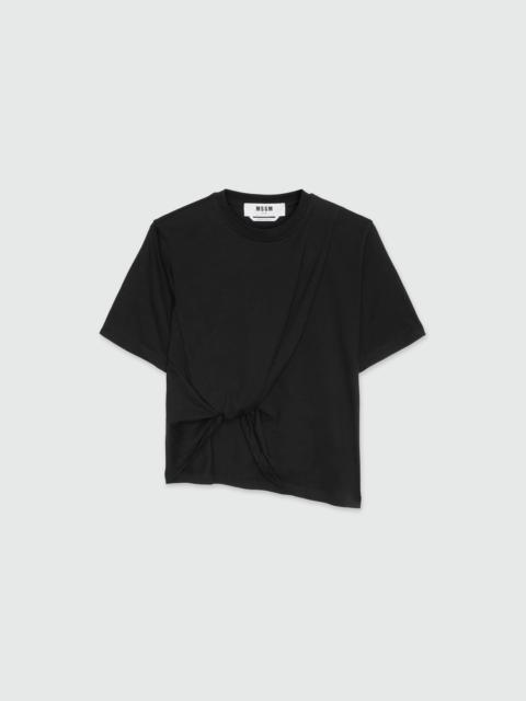 MSGM Draped black jersey T-Shirt