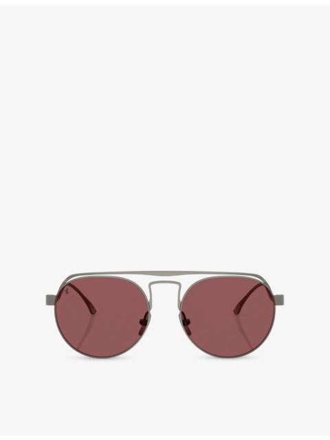 Ferrari FH1025T Round-Frame Metal Sunglasses
