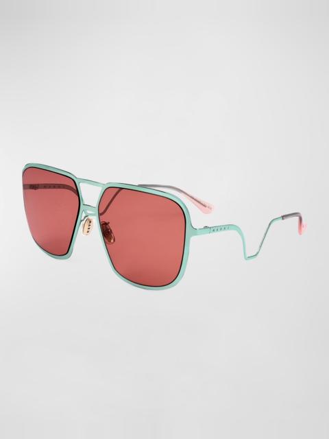 Marni Geometric Metal Aviator Sunglasses