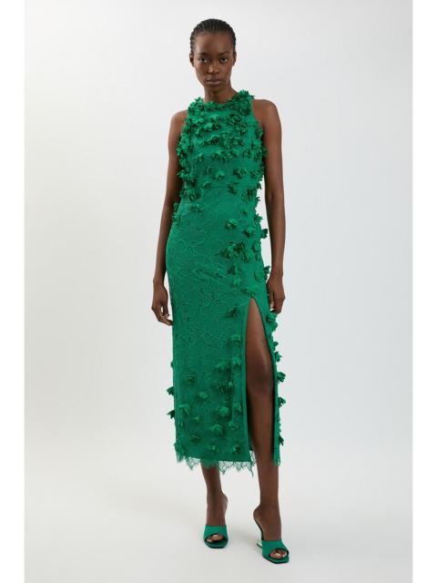 KAREN MILLEN Petite Petal Applique Lace Woven Midi Dress