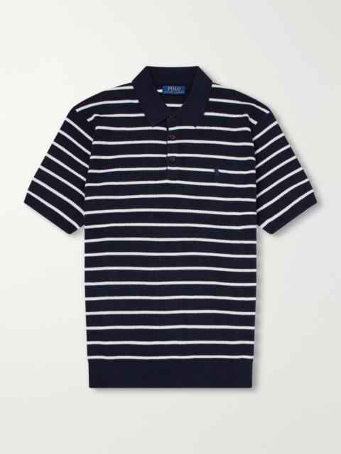 Polo Ralph Lauren Logo-Embroidered Striped Ribbed Cotton Polo Shirt