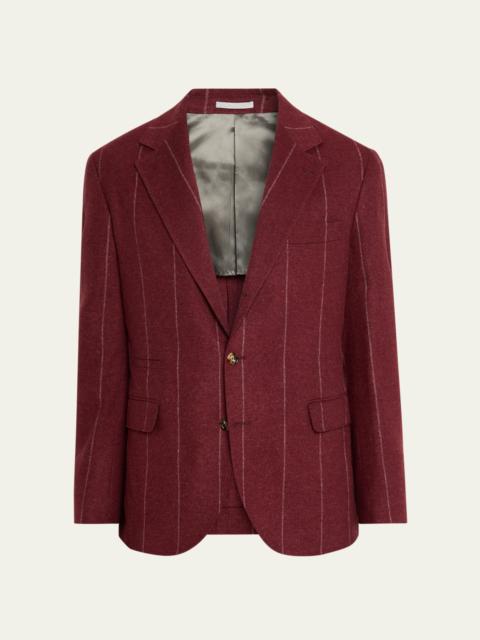 Brunello Cucinelli Men's Chalk Stripe Cavallo Blazer
