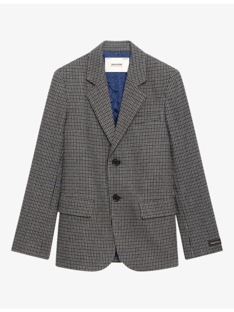 Zadig & Voltaire Vanille Checked Lapel-Collar Wool-Blend Blazer