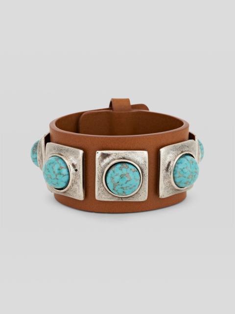 Etro MAXI LEATHER BRACELET WITH STUDS AND STONES