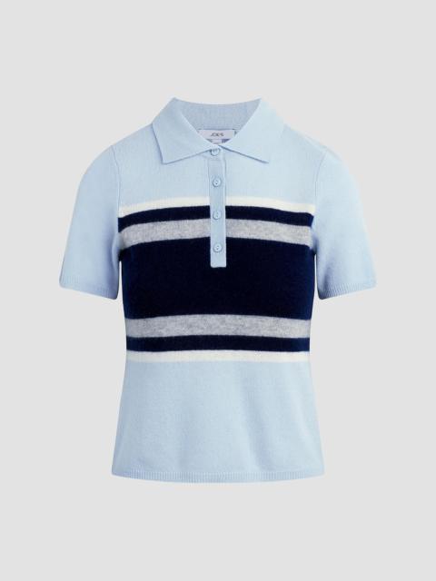 Joe's Jeans Women's The Cashmere Short-Sleeve Rugby Polo Top - Powder Blue
