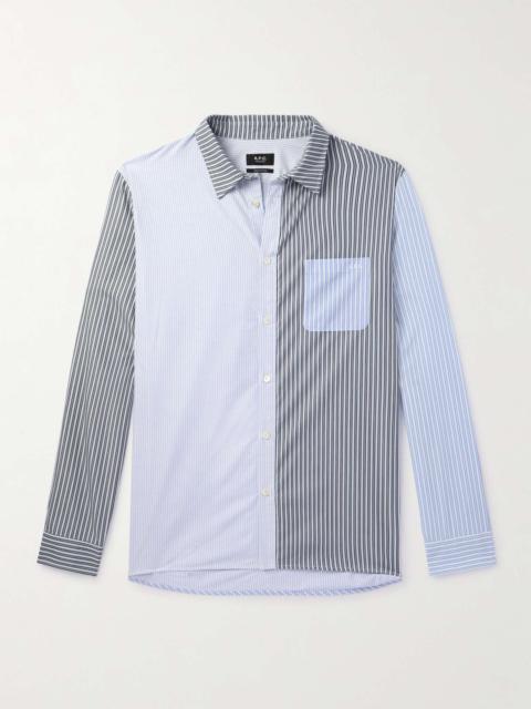 A.P.C. Erwann Logo-Embroidered Striped Cotton Shirt