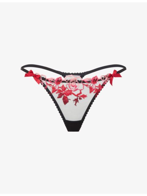Agent Provocateur Callypso Floral-Embroidered Mesh Thong