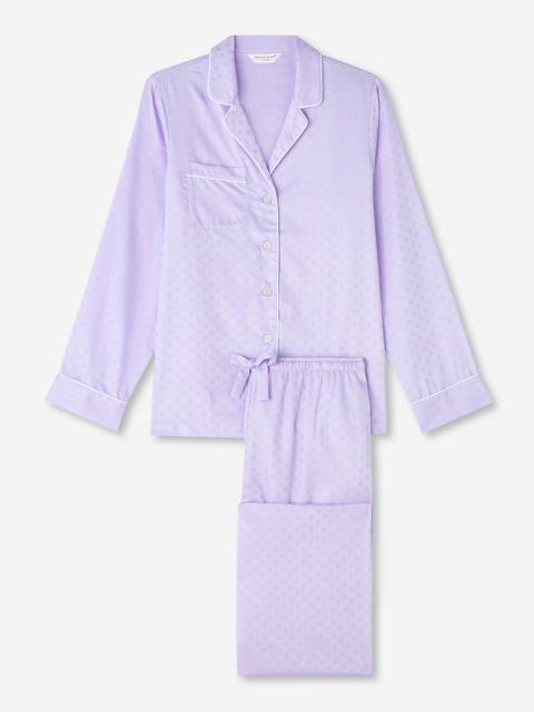 Derek Rose Women's Pyjamas Kate 7 Cotton Jacquard Lilac