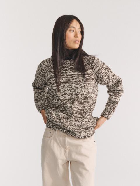 CASEY/CASEY MIX STITCH JUMPER - BROWN/CHALK