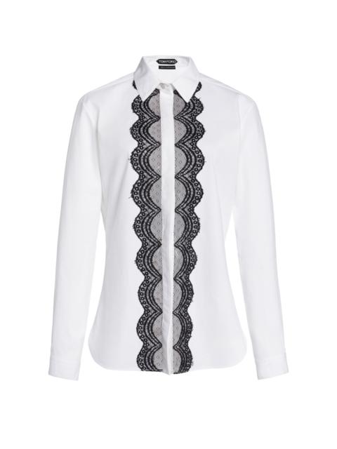 TOM FORD Lace-Trimmed Cotton-Silk Poplin Shirt white