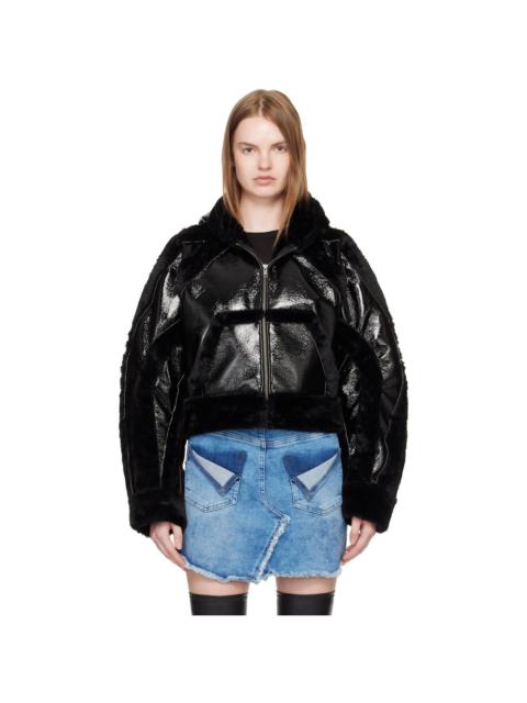 OTTOLINGER Black Fitted Multiline Faux-Fur Jacket