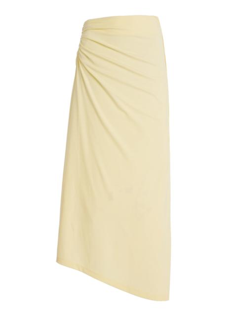 SIGNIFICANT OTHER Exclusive Shelby Ruched Jersey Asymmetric Maxi Skirt yellow
