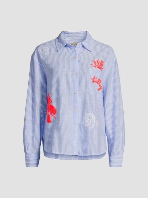 Lilly Pulitzer Women's Bondi Cotton Shirt - Jacaranda Blue Beach Day