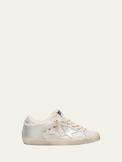 Golden Goose Super-Star Metallic Leather and Shearling Sneakers