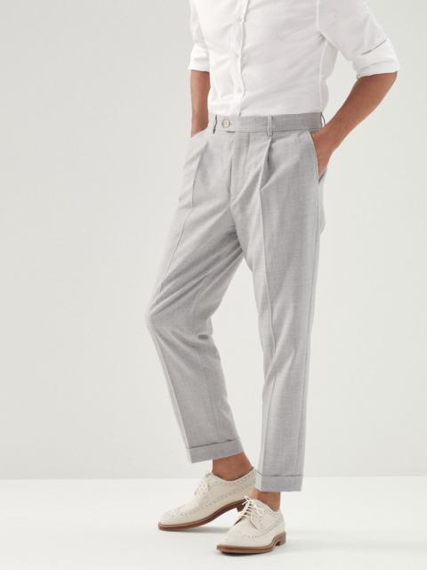 Natural comfort virgin wool fresco leisure fit trousers with pleat
