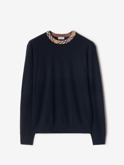 Burberry Check Trim Wool Sweater