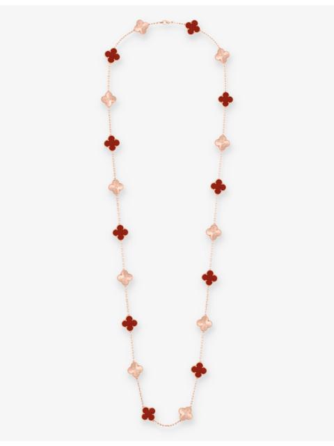 Van Cleef & Arpels Vintage Alhambra 18ct rose-gold and carnelian charm necklace