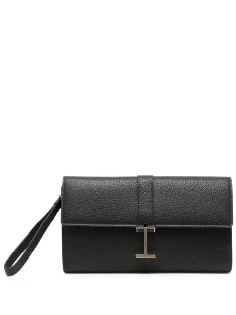 TOM FORD Tom Ford pouch "T Clasp" in hammered leather black