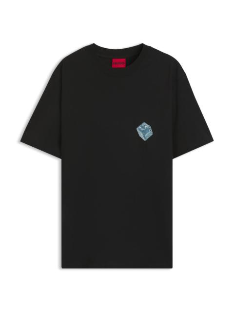 HUGO COTTON-JERSEY T-SHIRT WITH PRINTED ARTWORK