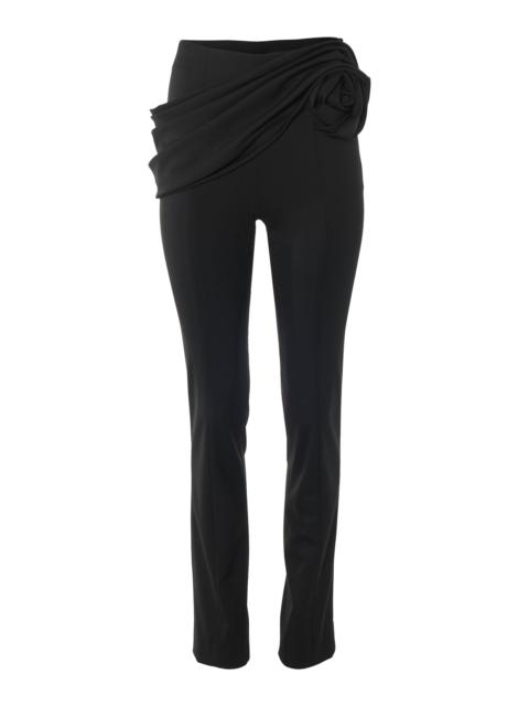 CAROLINA HERRERA Draped Stretch-Wool Tailoring Skinny-Leg Pants black