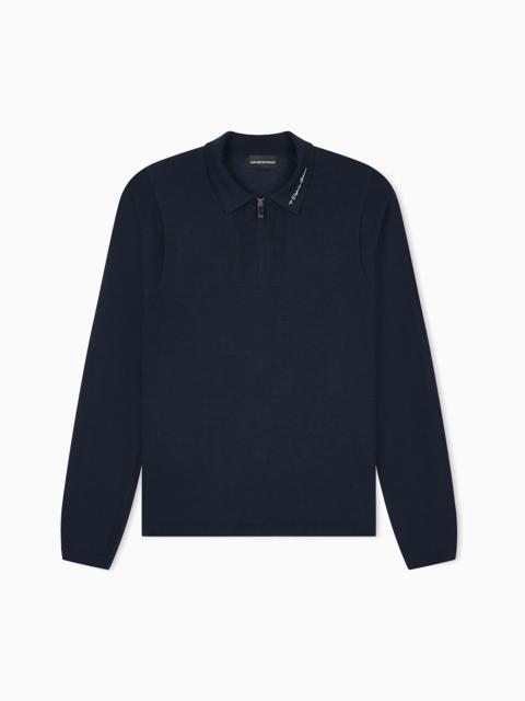 EMPORIO ARMANI SHAVED VIRGIN WOOL POLO NECK SWEATER