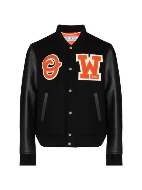 Off-White logo-patch varsity jacket