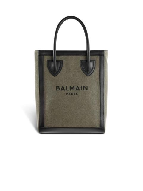 Balmain Canvas B-Army 26 bag with leather panels