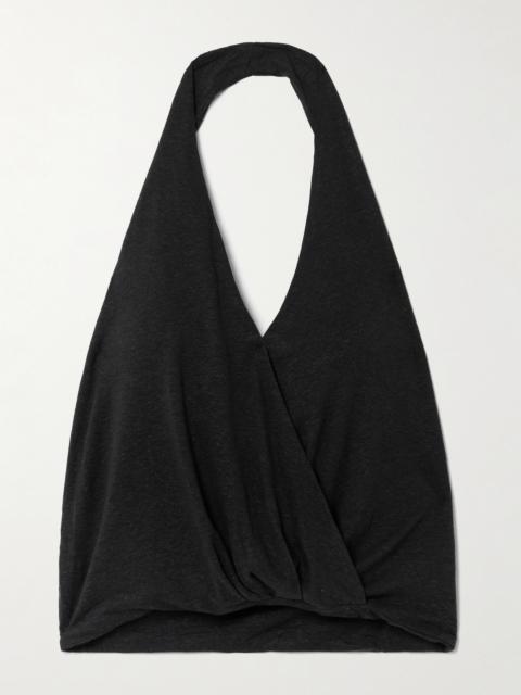 DEIJI STUDIOS Slub Linen And Lyocell-blend Jersey Wrap-effect Top