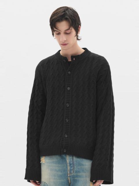 Ann Demeulemeester Jeff Cable Knit Ladder Stitch Cardigan