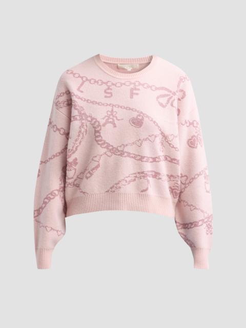 LoveShackFancy Women's Calindra Metallic Wool-Blend Crewneck Sweater - Teacup Pink