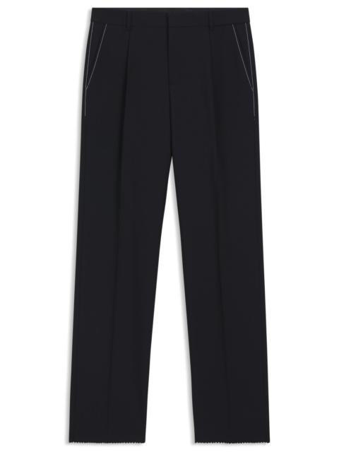 BOSS RELAXED-FIT TROUSERS IN MELANGE WOOL