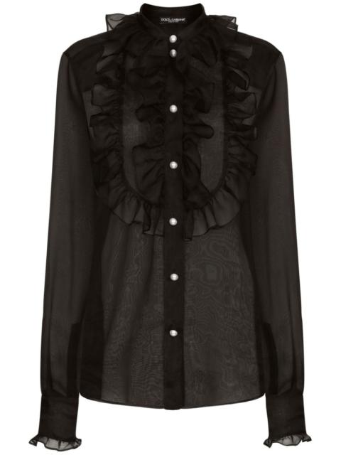 frilled-detail silk blouse