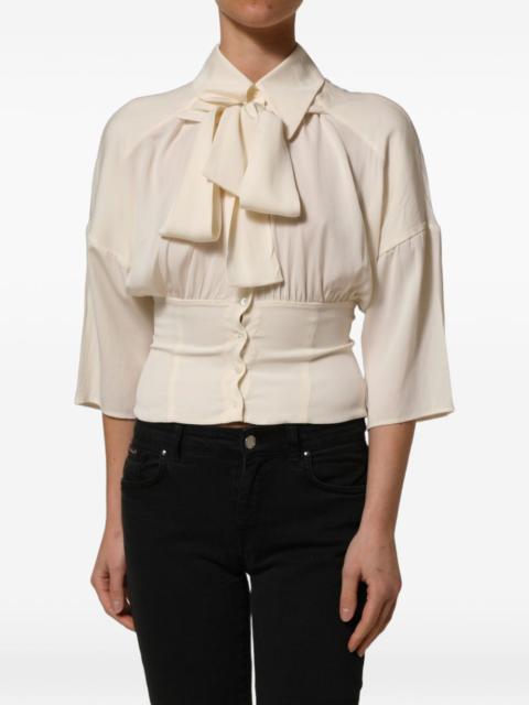 Dolce & Gabbana bow-detailed gathered blouse