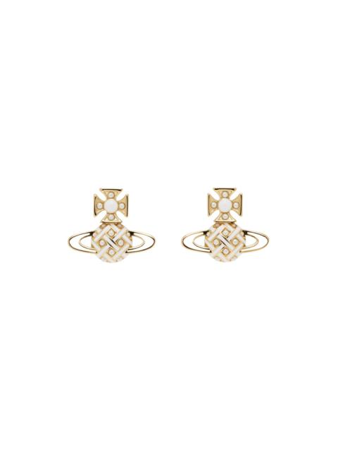 Vivienne Westwood Gold & White Cassie Bas Relief Earrings