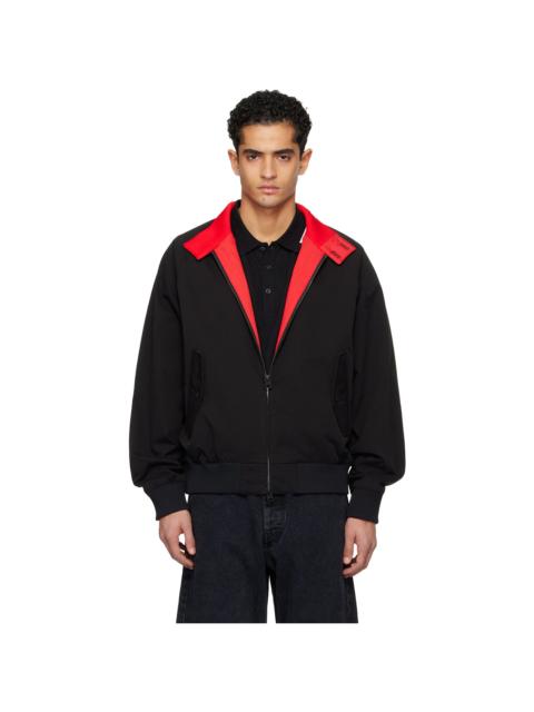 HUGO Black Twill Buttoned Stand Collar Bomber Jacket