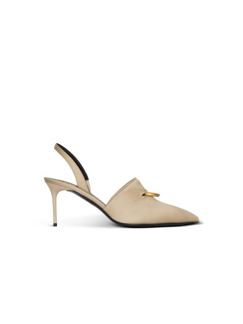 Balmain Cotton gabardine slingbacks with piercing
