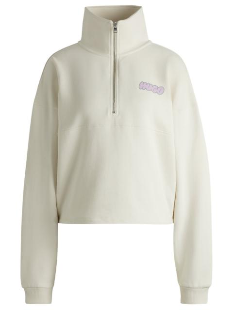 HUGO COTTON-TERRY SWEATSHIRT WITH SEASONAL LOGO GRAPHICS